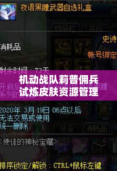 機動戰(zhàn)隊莉普傭兵試煉皮膚資源管理重要性及高效策略解析