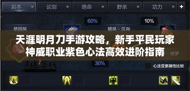 天涯明月刀手游攻略，新手平民玩家神威職業(yè)紫色心法高效進(jìn)階指南