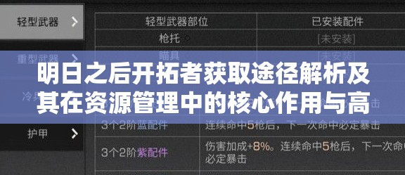 明日之后開(kāi)拓者獲取途徑解析及其在資源管理中的核心作用與高效運(yùn)用策略