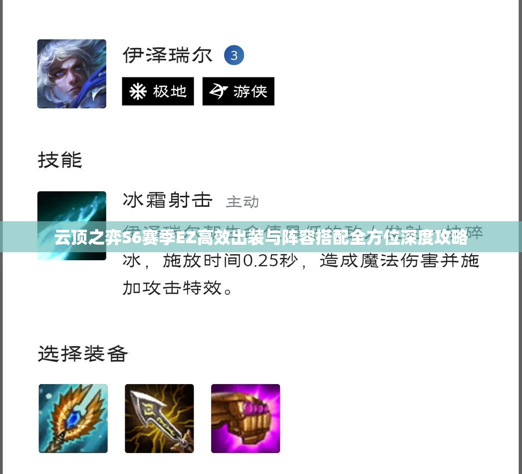 云頂之弈S6賽季EZ高效出裝與陣容搭配全方位深度攻略