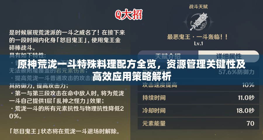 原神荒瀧一斗特殊料理配方全覽，資源管理關鍵性及高效應用策略解析