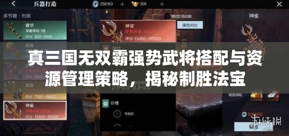 真三國無雙霸強勢武將搭配與資源管理策略，揭秘制勝法寶