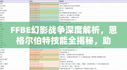 FFBE幻影戰(zhàn)爭深度解析，恩格爾伯特技能全揭秘，助你解鎖戰(zhàn)斗策略新境界