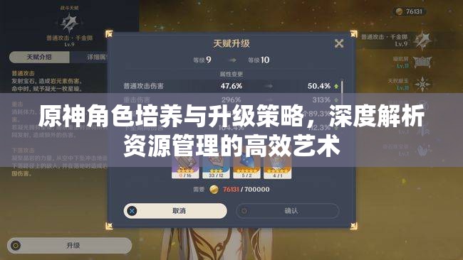 原神角色培養(yǎng)與升級(jí)策略，深度解析資源管理的高效藝術(shù)